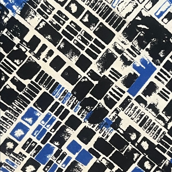 Jessica Abstract Blue and Black Dress with belt sz 10 Petite - Picture 5 of 14